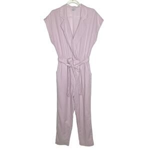 American Eagle Women’s‎ Size XS Pink Jumpsuit Linen Blend Tie Belt Cap Sleeve